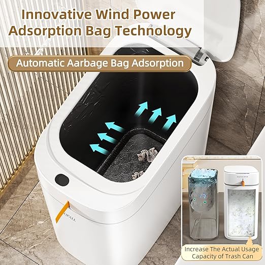 MOPALL Bathroom Trash Can with Lid, Motion Sensor Trash Can Automatic Touchless - Image 4