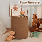 Large Woven Laundry Basket Hamper, 100L Cotton Rope Storage Bin - Image 2