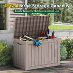EasyUp 45 Gallon Outdoor Storage Box Waterproof, UV Resistant Deck Box Outdoor, Lockable Resin Deck Boxes for Garden Tools Equipment and Cushions, Gray - Image 2