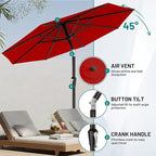 AreShark 9 FT Patio Umbrella for Outdoor, Outdoor Table Umbrella with Push Button Tilt and Crank, Outdoor Patio Umbrellas with 8 Sturdy Ribs for Market, Garden, Pool (Red) - Image 5