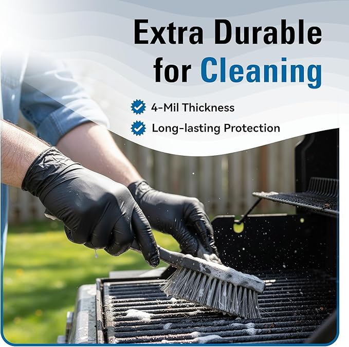 Nitrile Gloves Disposable Latex Free, 4 Mil Black Food Grade Powder Free Rubber - Image 3