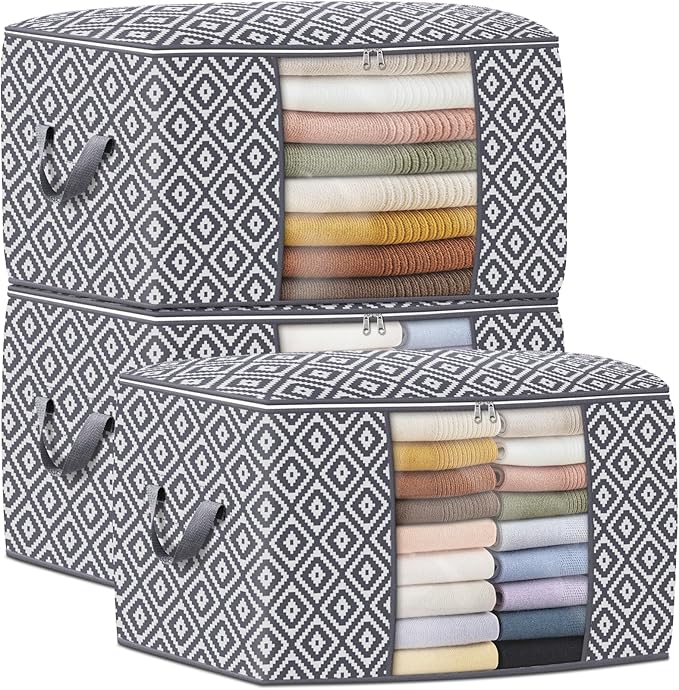 Direct 100L, 3 Pack, Storage Containers, Large Clothes Storage Bins Foldable by StorageTastic
