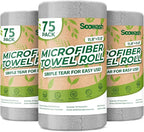 Microfiber Cleaning Cloths Roll, 225 Pack Tear Away Microfiber Towels Roll by SOOWASH