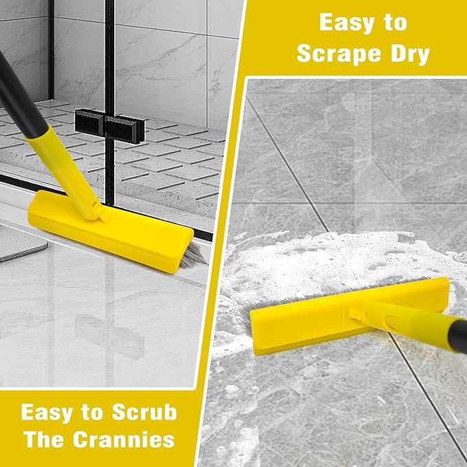 2 in 1 Grout Brush with 49.6" Long Handle, Swivel Grout Cleaning Brush V-Shape - Image 4