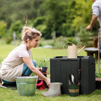 Flamaker Deck Box 31 Gallon Waterproof Resin Small Deck Box with Lid, Indoor Outdoor Package Delivery Box, Organization and Storage for Patio Furniture, Garden Tools, Outdoor Cushions (Black) - Image 2