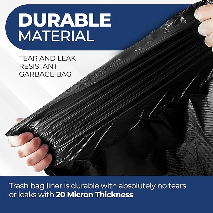 55 Gallon Large Trash Bags – 160 Mega Pack – 20 Micron Black Contractor Garbage - Image 3