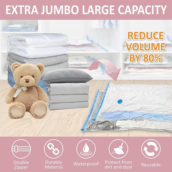 Cozy Essential Vacuum Storage Bags, Compression Space Saver Bags - Image 2