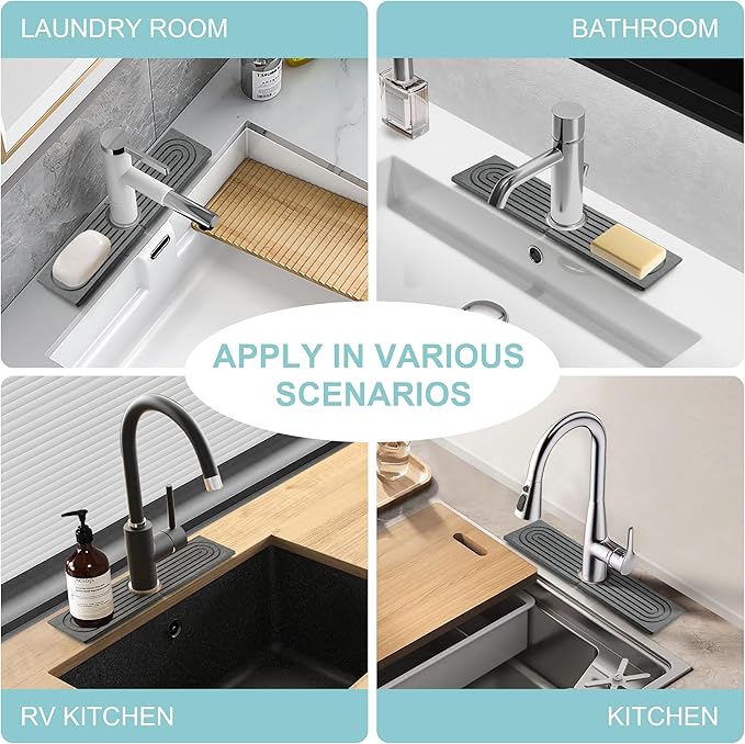 Faucet Mat for Kitchen Sink, Diatomite Fast Drying Stone Sink Tray, Super - Image 7