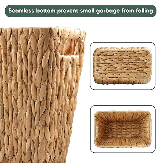 3 Gallon Wicker Trash Can, Woven Water Hyacinth Wicker Waste Basket - Image 3