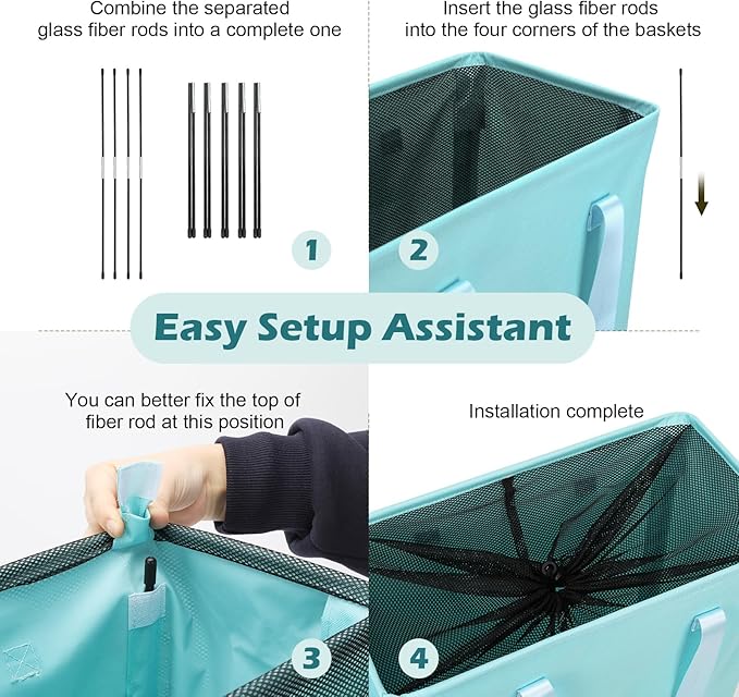 Odonata Slim Laundry Hamper Handles Collapsible Laundry Basket Thin Dirty - Image 3