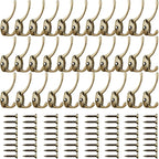 IBosins 32 Pack Antique Brass Coat Hooks Wall Mounted - Image 2