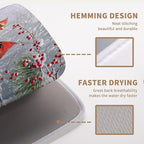 Winter Cardinal Birds Dish Drying Mats Christmas Snowflake Dish Mat Kitchen - Image 3