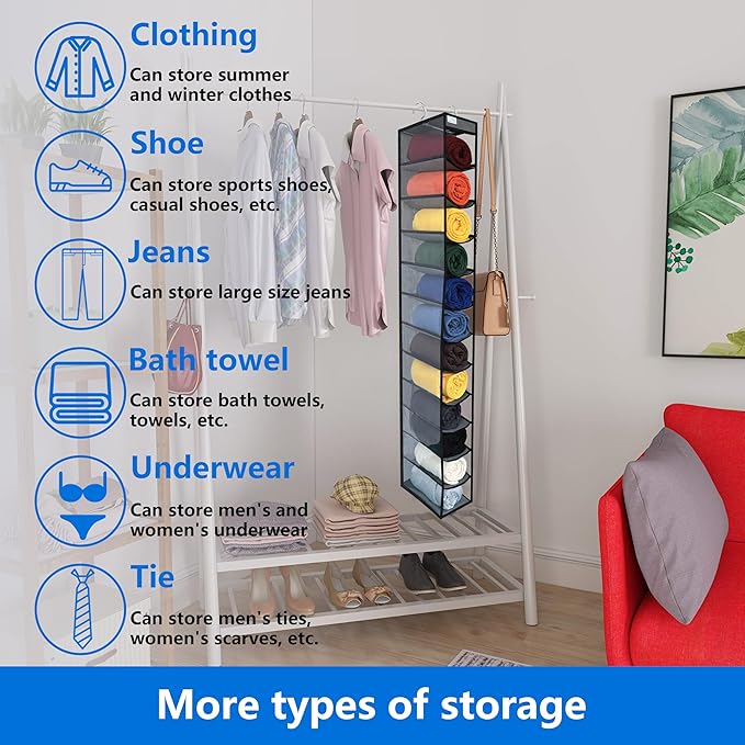 Closet Organization, 12 Section, Hanging Closet Organizer, Space Saving - Image 4