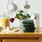 DII Basic Terry Collection Waffle Dishtowel Set, Solid Dark Green, 4 Piece - Image 7