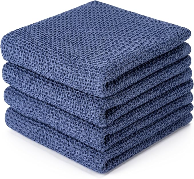 BOOMIBOO 4-Pack Dish Towels, 100% Cotton Waffle Weave, Ultra Soft Absorbent by BOOMIBOO