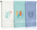 3 Pack Coastal Hand Towels for Bathroom 100% Cotton Embroidered Beach Bathroom by Hahafelt
