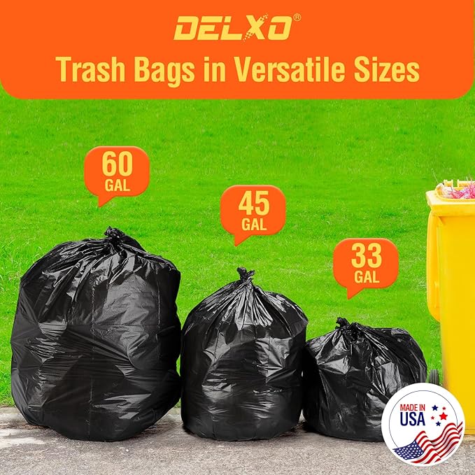 Delxo 30-33 Gallon Trash Bags, Durable Plastic Bolsas para basura, Perforated - Image 8