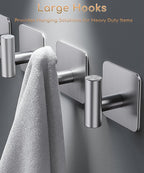 4 Pack Large Heavy Duty Wall Hooks - 26lb Max - Image 3