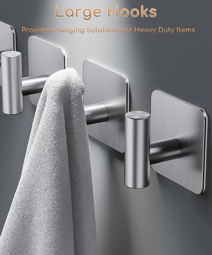 4 Pack Large Heavy Duty Wall Hooks - 26lb Max - Image 3