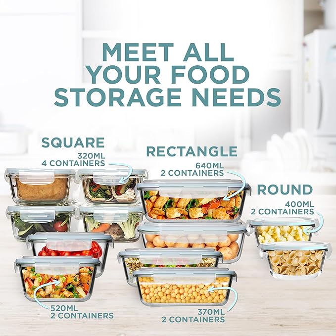 Razab 24 Pc Airtight Glass Food Storage Containers - Image 7