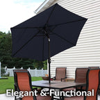 Sunnydaze Outdoor Patio Umbrella - Polyester Table Market Umbrella with Push-Button Tilt and Crank - 6 Sturdy Ribs - Blue - 7.5ft - Image 2