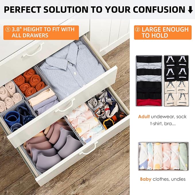 Criusia Drawer Organizers for Clothing 15 Pack, Foldable Fabric Closet - Image 4