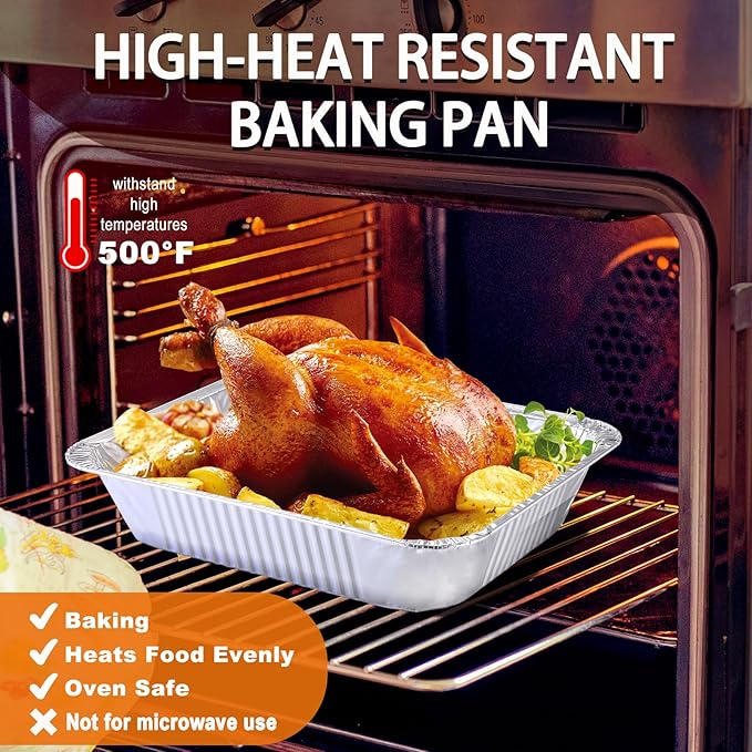 Aluminum Foil Pans 9x13 Disposable – 30 Pack Half Size Aluminum Foil Heavy Duty - Image 3