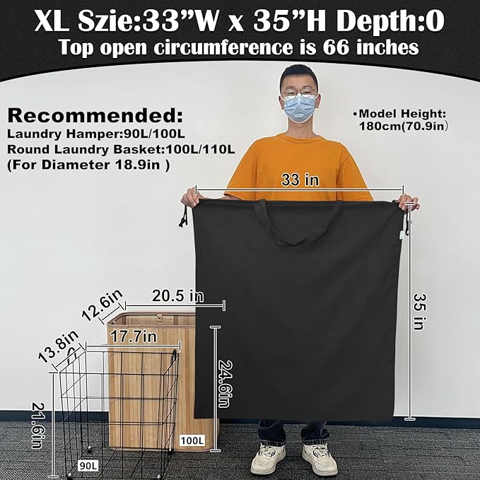 Canvas Laundry Bag 33"Wx 35"H, Thick Canvas Laundry Bag - Image 3
