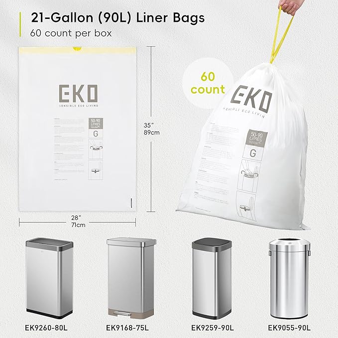 EKO 21 Gallon / 50-90 Liter, Extra-Strong Garbage Bags, Fresh Floral Scent - Image 6