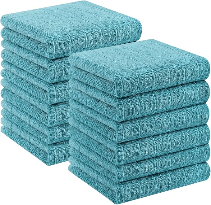 Homaxy 100% Cotton Terry Kitchen Towels, Checkered Designed, Soft and Super by Homaxy