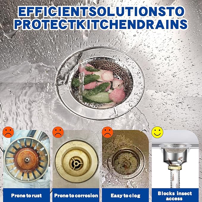 RQYEKDO Kitchen Sink Drain Strainer, 2 Pack Stainless Steel Sink Drain Basket - Image 3