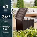 Suncast Outdoor Deck Box - 22 Gallon Java Resin Outdoor Storage Box, Weatherproof Patio Storage Bin Container for Seating & Organizing Cushions, Tools & Towels for Pool, Yard, & Garden - Image 9