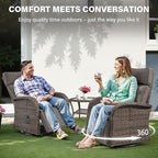 Belord 5 Piece Wicker Patio Furniture Set with 30" Propane Fire Pit Table, Outdoor Swivel Recliner Chairs with Adjustable Backrest & Footrest for Patio Conversation and Backyard Gathering - Image 3