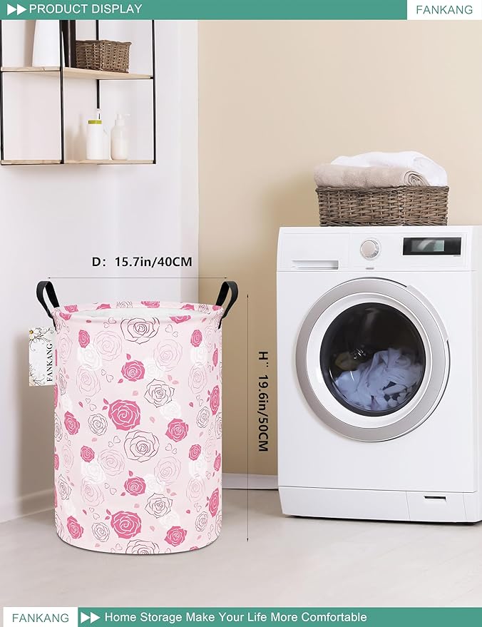 FANKANG Storage Basket, Nursery Hamper Canvas Laundry Basket Foldable - Image 2