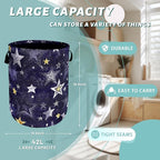 Stars Print Blue Jean Design Laundry Basket Foldable Funny Laundry Hamper - Image 2