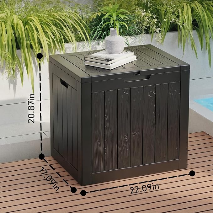 ROJIK 31 Gallon Outdoor Storage Box,Deck Box - Waterproof Patio Furniture, Garden Tools, Cushions, Pool Accessories Storage Bench with Lockable Lid and Side Handles (Black) - Image 2