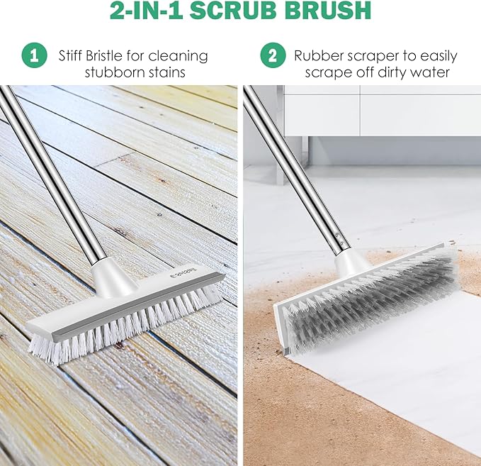 SetSail Floor Scrub Brush with 51-Inch Long Adjustable Handle 2 in 1 Scrape - Image 4