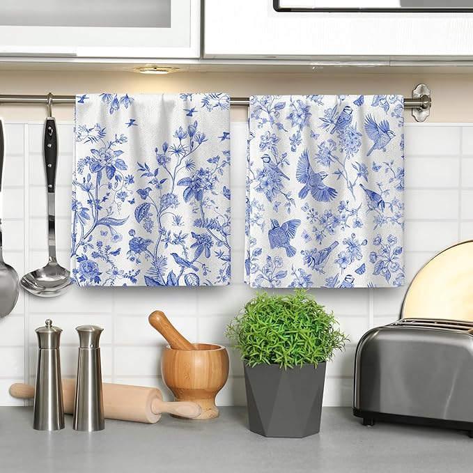 Chinoiserie Floral Kitchen Dish Towels 16x24 Inch, Chinoiserie Decor - Image 5
