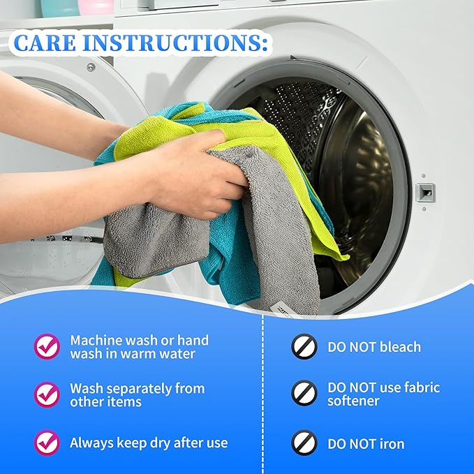 FIXSMITH Shop Towels-400 Pack, 12 x 16 in Microfiber Cleaning Cloth, Highly - Image 7