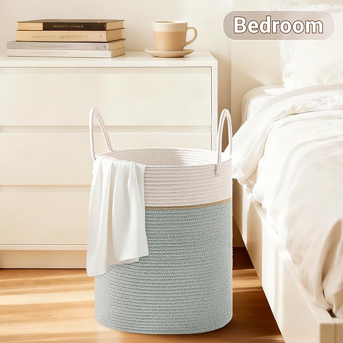 Tall Laundry Basket with Handles, 53L Portable Dirty Clothes Hamper, Boho - Image 5