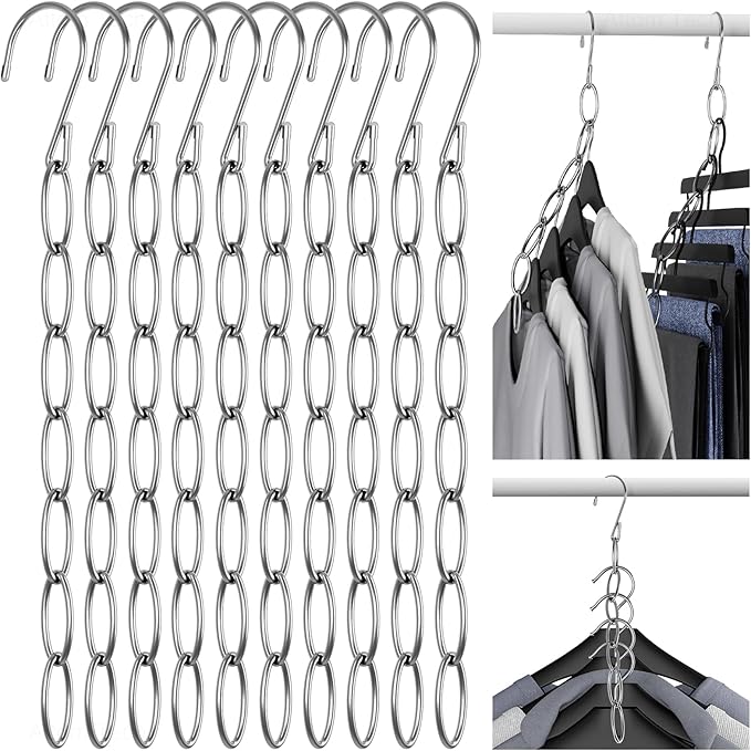 NiHome Clothing Chain Hanger 10-Pack, Metal Closet Organizer Space Saving by NiHome