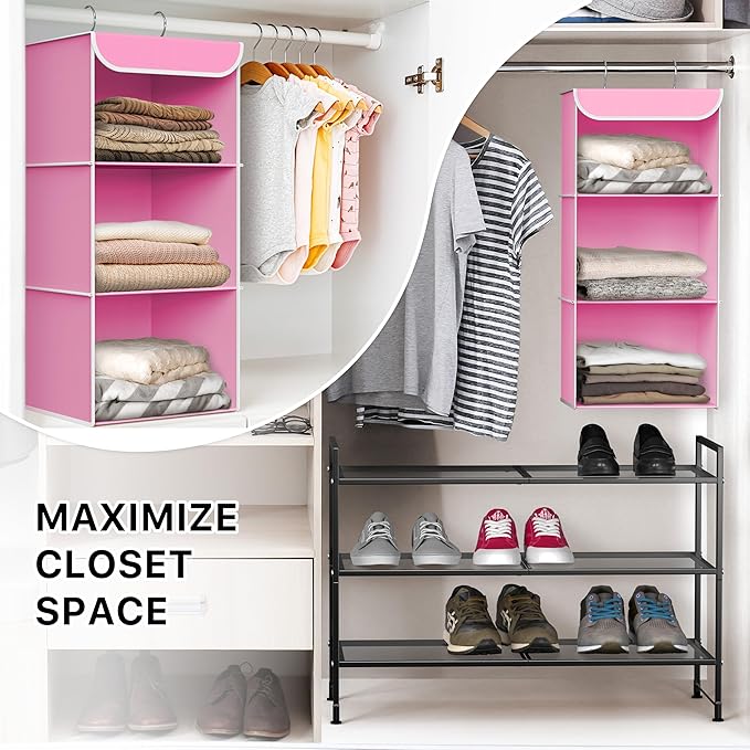Simple Houseware 3-Shelf Hanging Closet Organizer, Fabric Storage Shelves - Image 6
