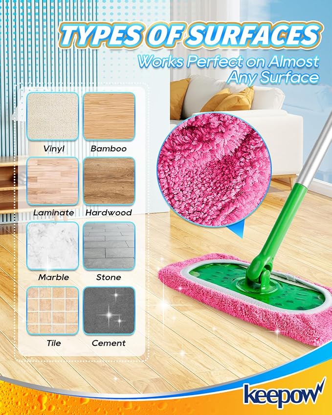 KEEPOW 4 Pack Reusable Mop Pads Compatible - Image 5