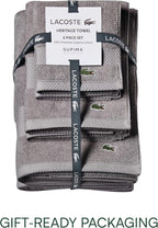 Lacoste Heritage Supima Cotton 6-Piece Towel Set, 2 Bath Towels, 2 Hand Towels - Image 4