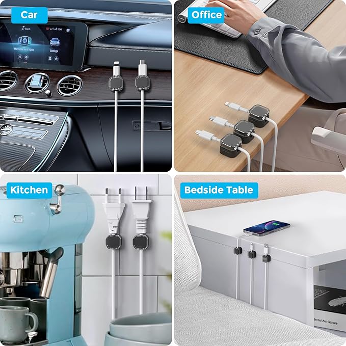 AhaStyle Magnetic Cable Organizer 6 Pack Cord Cable Holders Clips Strong - Image 7