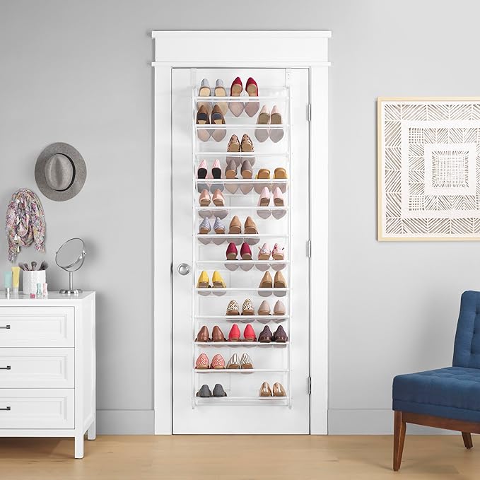 Whitmor 36 Pair Over The Door Shoe Organizer, 12 Tier Hanging Shoe Organizer - Image 3