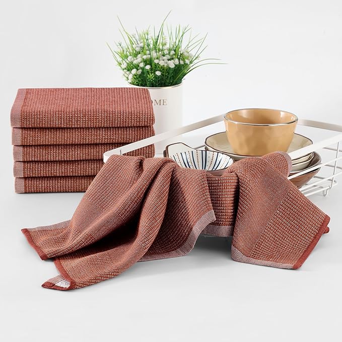Homaxy Premium Kitchen Towels, Large Cotton Kitchen Hand Towels, Flat and Terry - Image 6