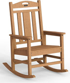 Ciokea Oversized Outdoor Rocking Chair, 380lbs Heavy-Duty Large Patio Rocker, Weather Resistant & Anti-Fade Porch Chair, High Back Cozy Rocking Chair for Outside, Fire Pit, Deck, Garden, Teak by CIOKEA