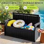 Greesum 80 Gallon Heavy-Duty Outdoor Storage Bench with Cushion, UV-Resistant Resin Bench with Armrest, Deck Box for Garden, Poolside, Patio, Black - Image 7