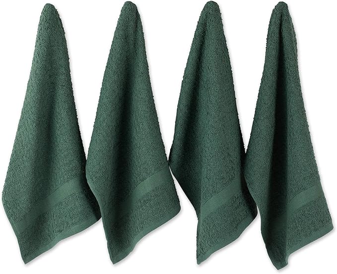 DII Basic Terry Collection Waffle Dishtowel Set, Solid Dark Green, 4 Piece by DII